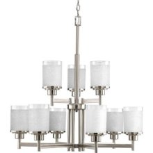 PRO P4626-09 9X100M Alexa Brushed Nickel White Linen Glass Chandelier